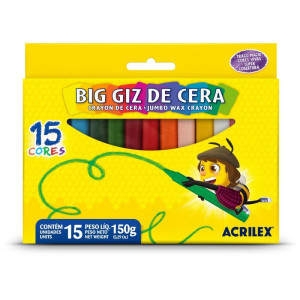 Giz De Cera Jumbo 15 Cores Big Giz 150g-126519-46642