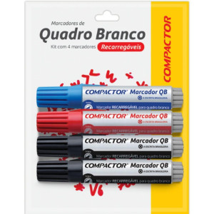 Pincel Quadro Branco Qb Recarregavel 2pt/1az/1vm