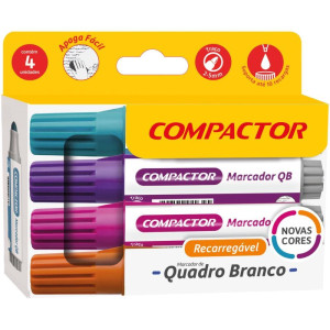Pincel Quadro Branco Qb Recarregavel 4 Cores