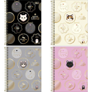Caderno 01x1 Cp.dura Colegial Perrfect Cats 60fls 177x240mm