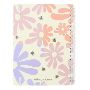 Caderno 01x1 Cp.dura Colegial Melissa Block Bloomy 80f-126852-92236