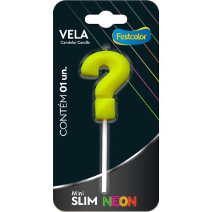 Vela Para Aniversario Interrogacao Amarela Neon