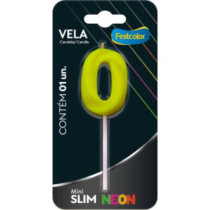 Vela Para Aniversario N.00 Amarela Neon