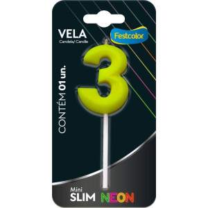 Vela Para Aniversario N.03 Amarela Neon