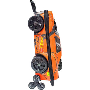 Mochila Infantil Com Rodinha Hotwheels Night Shifter Laranja C/motor Preto-126094-62523