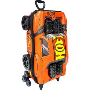 Mochila Infantil Com Rodinha Hotwheels Night Shifter Laranja C/motor Preto-126094-74071