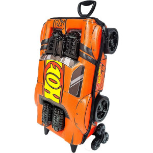 Mochila Infantil Com Rodinha Hotwheels Night Shifter Laranja C/motor Preto-126094-95592
