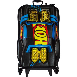 Mochila Infantil Com Rodinha Hotwheels Night Shifter Preto C/motor Dourado-126101-71924