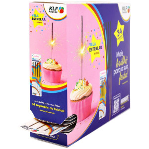 Vela Para Aniversario Estrelar C/04unds 139mm-126629-83628