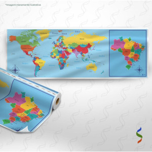 Tnt Estampado 1,40m 40g Painel Educativo Mapa Mundi Picotado 1,40mx1,03m-126133-11671