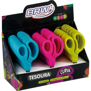Tesoura Escolar Curva 13cm 3 Cores Neon