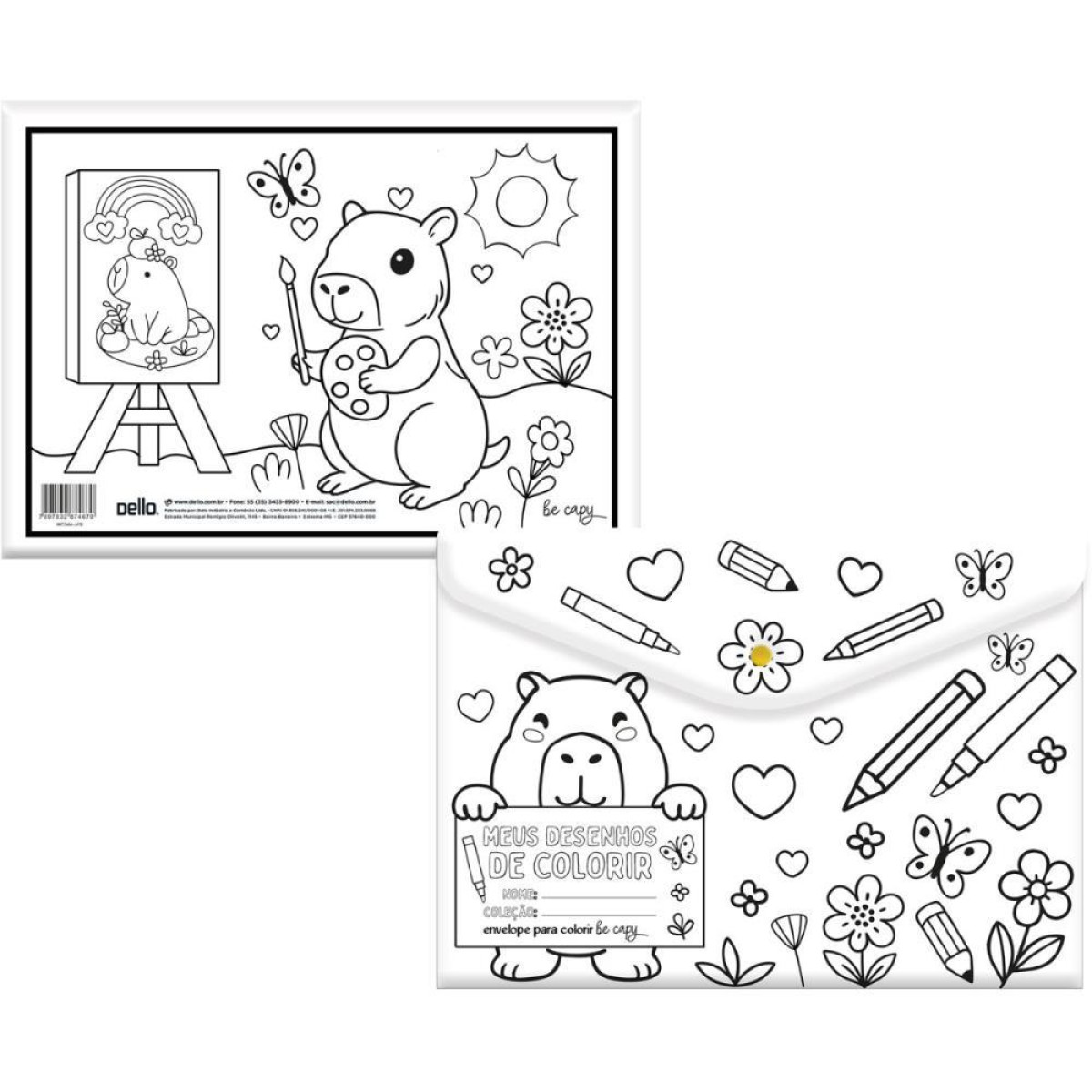 Pasta Envelope Capivara A4 Be Cappy I C/botao P/colorir-126166-12709