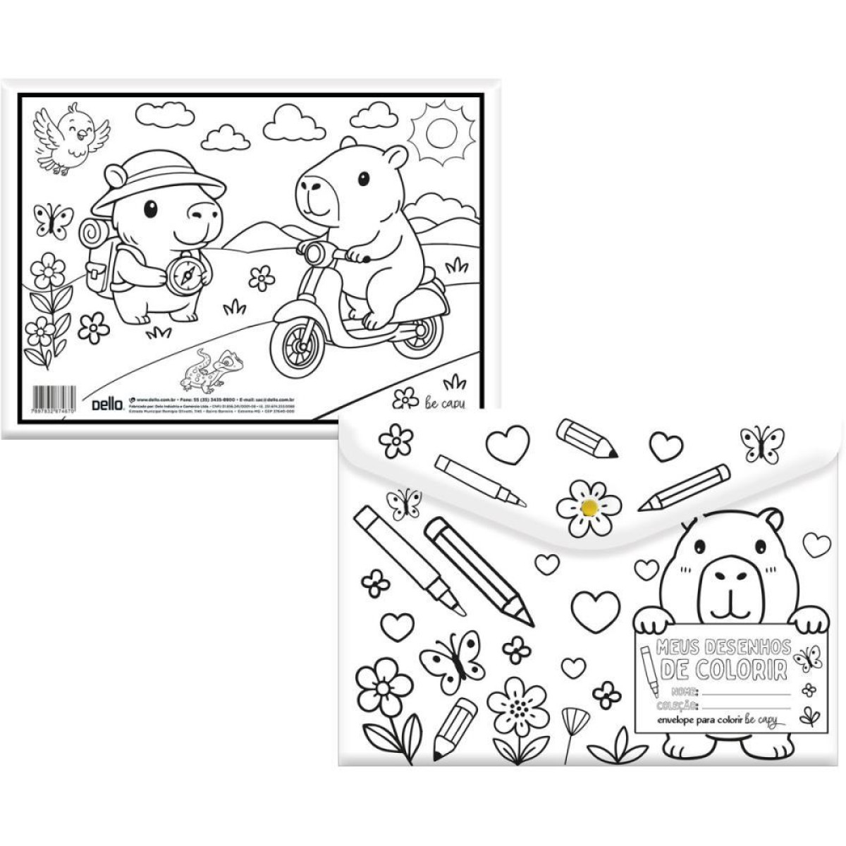 Pasta Envelope Capivara A4 Be Cappy Ii C/botao P/colorir-126167-72760