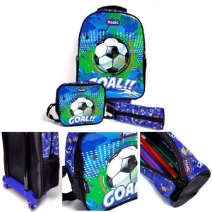 Mochila Infantil Com Rodinha Goal G Estojo+lancheira-127617-60367