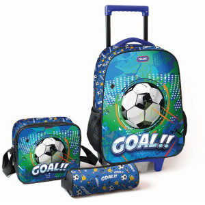 Mochila Infantil Com Rodinha Goal G Estojo+lancheira