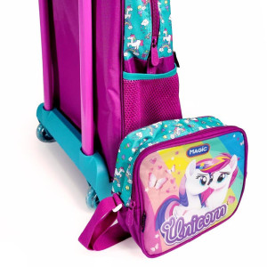 Mochila Infantil Com Rodinha Unicornios Casal G Estojo+lanc-127613-31668