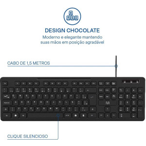 Teclado Usb Slim Silenc.tf400 150cm Pt-128122-47229