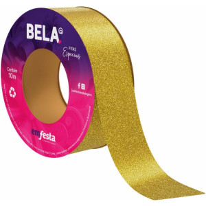 Fita Poli Decorada 15mmx10m Dourado C/glitter