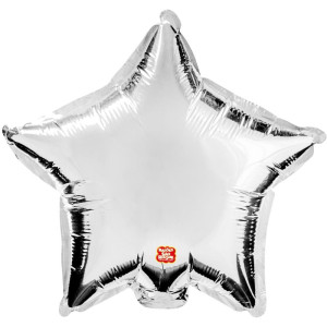 Balao Metalizado Decorado Estrela Prata 22cm-127630-41633