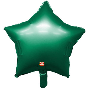 Balao Metalizado Decorado Estrela Verde Fosco 45cm-127633-26440