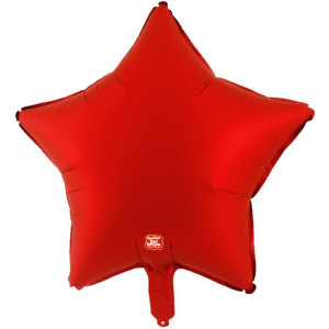 Balao Metalizado Decorado Estrela Vermelho Fosco 45cm-127634-66679