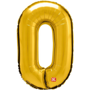 Balao Metalizado Numero 0 Dourado 100cm.-127635-75643