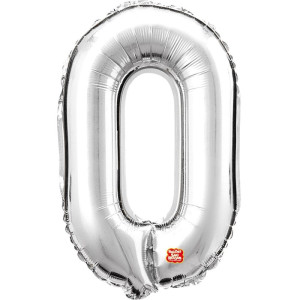 Balao Metalizado Numero 0 Prata 40cm.-127639-12528
