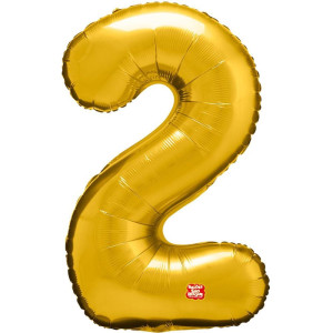 Balao Metalizado Numero 2 Dourado 100cm.-127641-13500