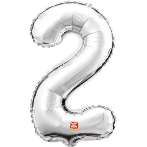 Balao Metalizado Numero 2 Prata 40cm.-127645-30653