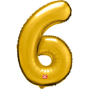 Balao Metalizado Numero 6 Dourado 100cm.-127646-68539