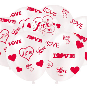 Balão Corações Love Branco Metallic Com 25 Unidades