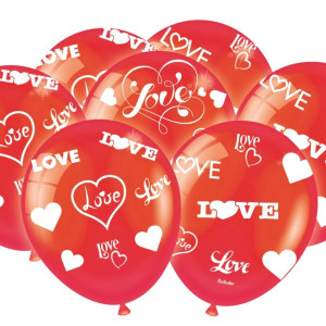 Balão Corações Love Vermelho Metallic Com 25 Unidades