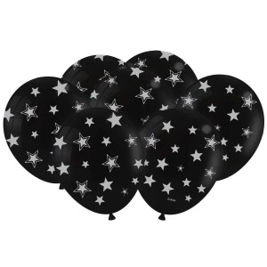 Balão Estrelinhas Preto Metallic Com 25 Unidades