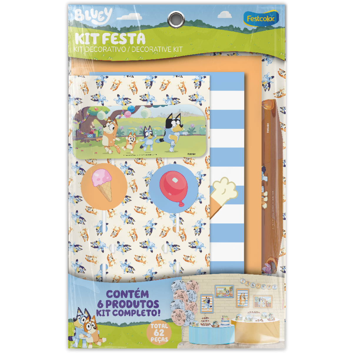 Kit Painel + Displays Festa Infantil Bluey