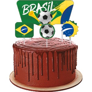 Topper Para Bolo Brasil Com 4 Unidades-110202-82577