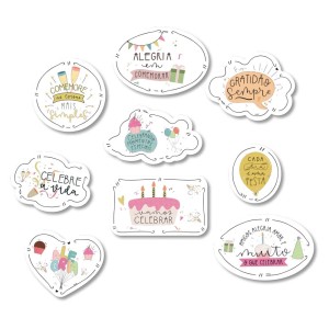 Kit Placas Celebre A Vida Com 9 Unidades