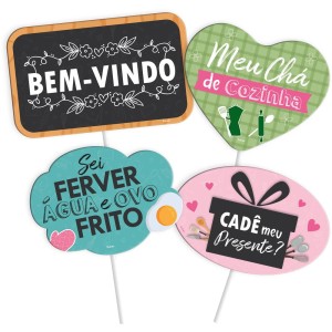 Placas Divertidas Chá De Cozinha Com 4 Unidades