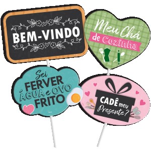 Placas Divertidas Chá De Cozinha Com 4 Unidades-110436-14719