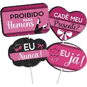 Placas Divertidas Chá Lingerie Com 4 Unidades-110453-13319