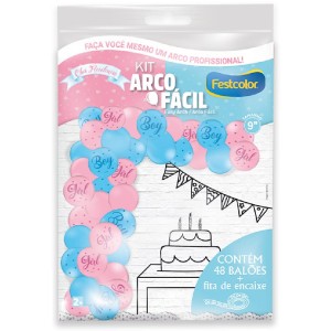 Kit Arco Fácil De Balões Chá Revelação Azul E Rosa 3 Unidades-111585-15265