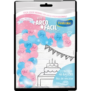 Kit Arco Fácil De Balões Chá Revelação Azul E Rosa 3 Unidades-111585-87896