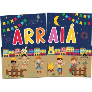 Painel 4 Lâminas Festa Junina Divertida 5 Unidades