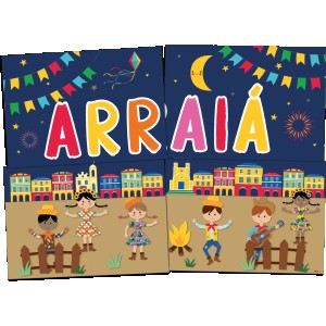 Painel 4 Lâminas Festa Junina Divertida 5 Unidades-111170-73005