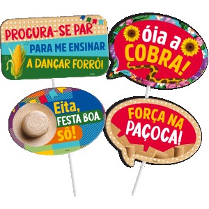 Placas Divertidas Festa Junina Tradicional Com 4 Unidades-111067-26952