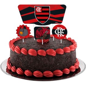 Topper Para Bolo Flamengo Com 4 Unidades