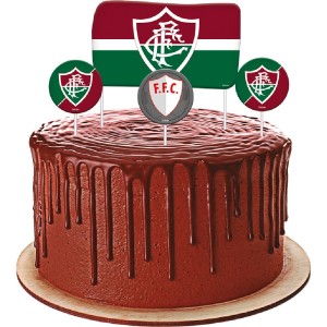Topper Para Bolo Fluminense Com 4 Unidades