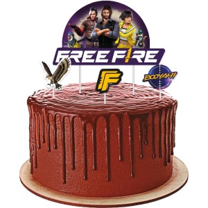 Topper Para Bolo Free Fire Gamer Com 4 Unidades