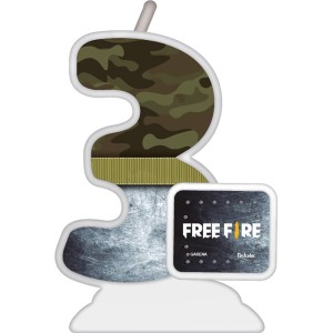 Vela Temática Free Fire Nº3 5 Unidades