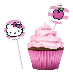 Bandeirinha Para Docinhos Hello Kitty Rosa Com 8 Unidades-111369