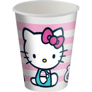 Copo Papel 200ml Hello Kitty Rosa Com 8 Unidades